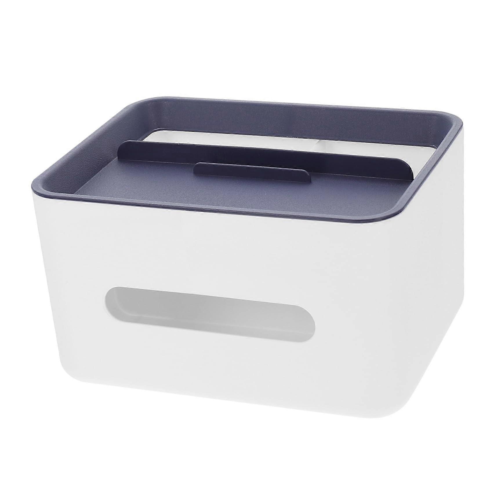 Tissue Box Organizer with Remote Holder, Compact Desktop Storage, Easy Clean SpaceSaving Design