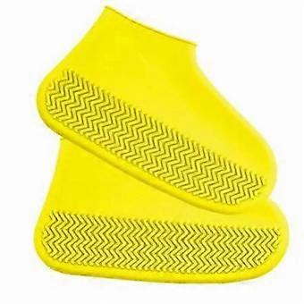 Elastische antislip regenlaarshoezen, volledig dekkende, waterbestendige schoenbeschermers van siliconenrubber voor heren en dames, geel S