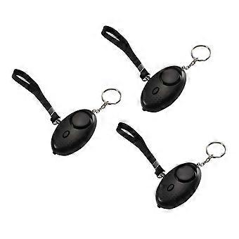 3 Pack 120dB  Safety Alarm Keychain with LED Light for Women Kids Elderly – Black
