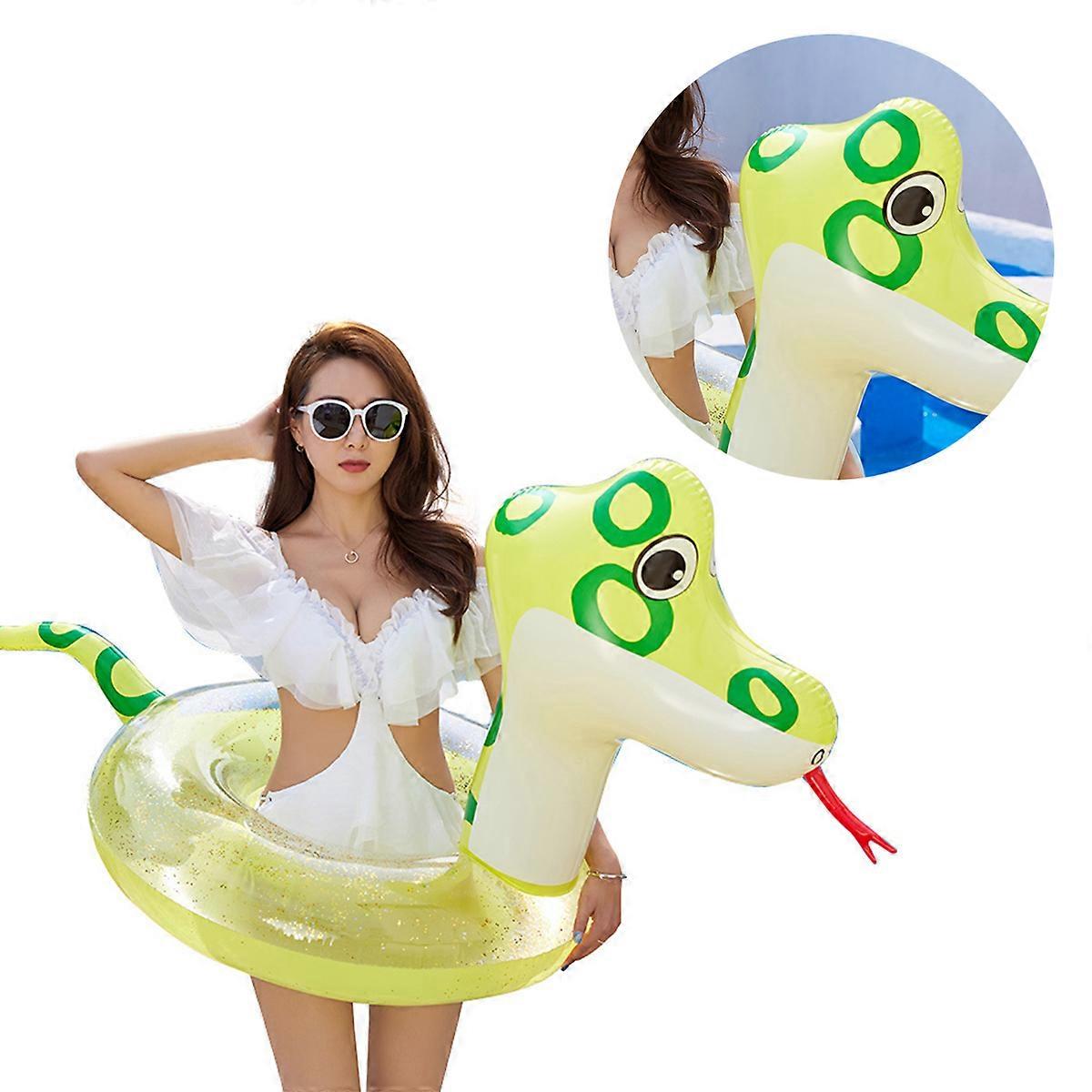 Inflatable PVC Swim Ring Creative Snake Pattern Water Playing Ring 1Pcs