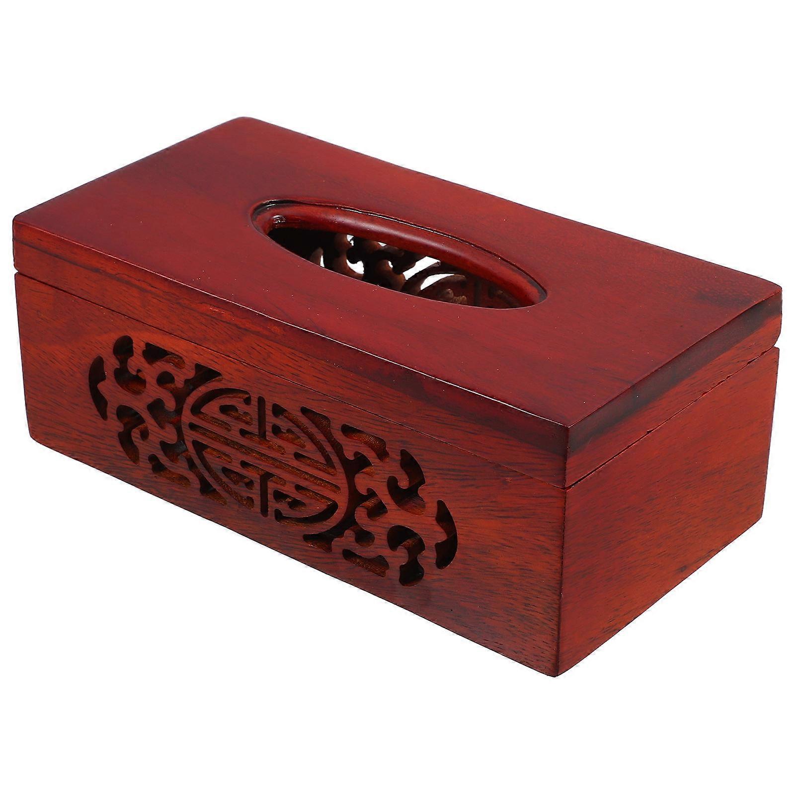 Wood Tissue Box Cover for Tissue Storage with Rectangular Holder