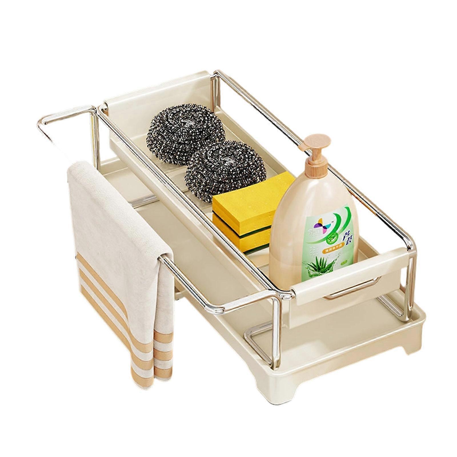 Practical Kitchen Cloth Rack With Efficient Water Drain And Strong Framework  White