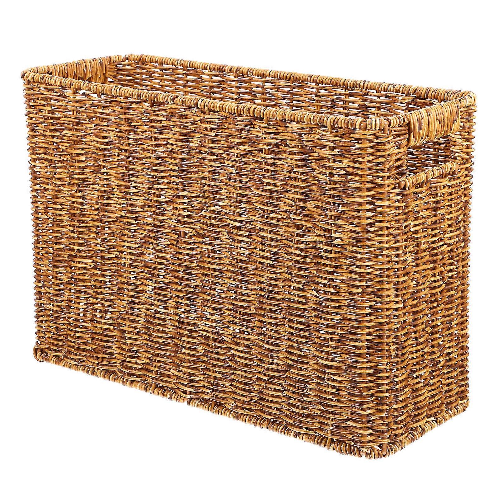 1Pcs Brown Magazine Basket for Storage Use Plastic Rectangular Container