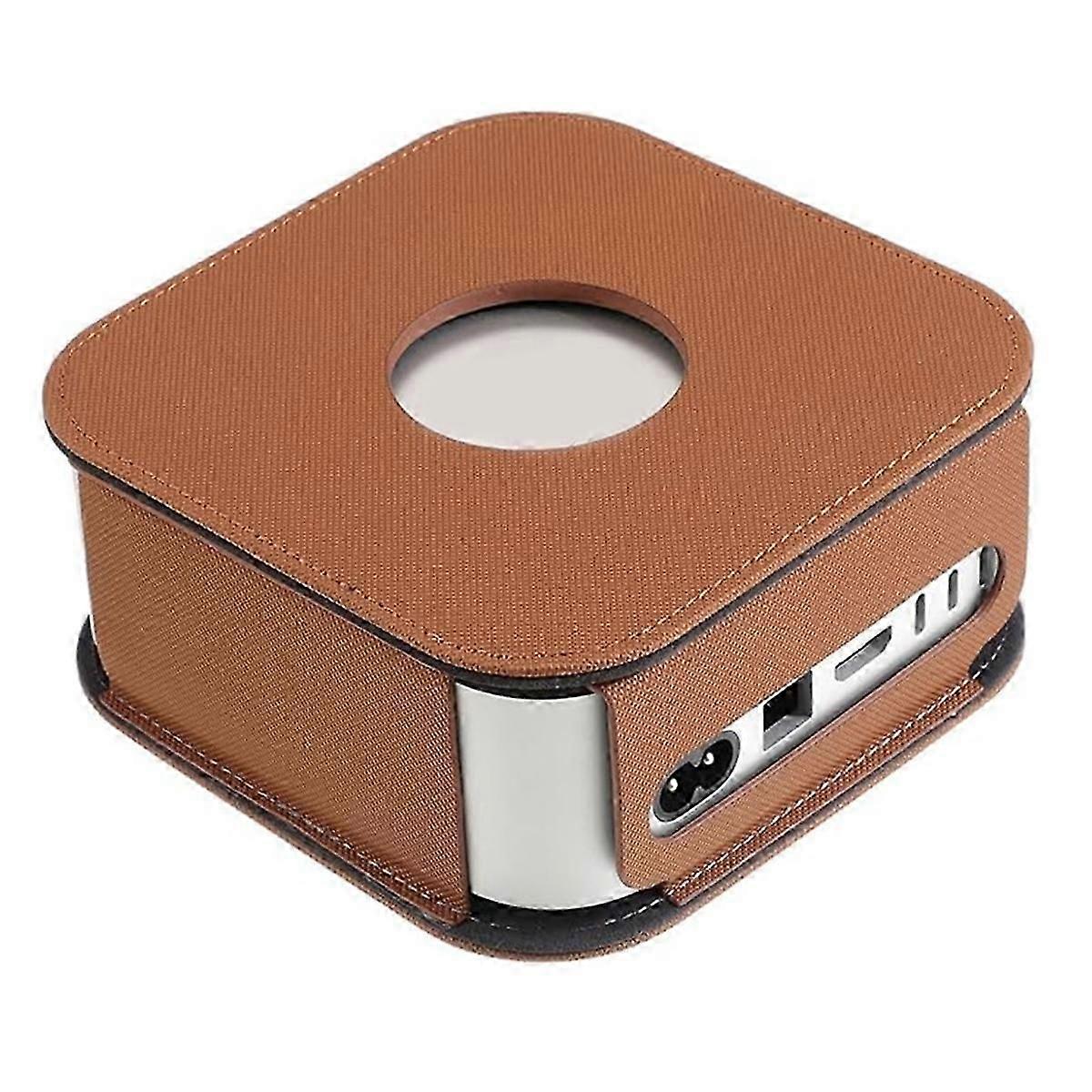Protective Cover Leather Case for Mac Mini M4/M4 Pro Desktop Brown