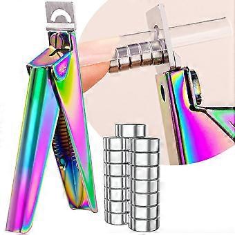 Acrylic Nail Tip Clipper with Magnetic Length Control, Adjustable Stainless Steel False Nail Cutter