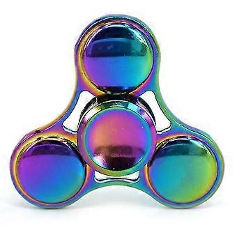 Regenboogkleurige metalen fidget spinner met drie bladen, stressverlichtend speeltje