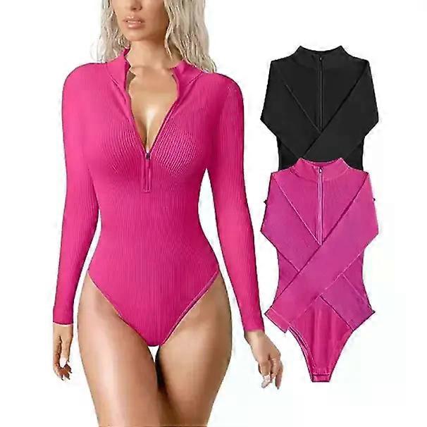 Sexy gerippter Langarm-Einteiler für Damen