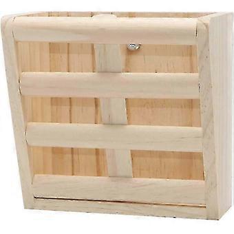 Charming Wooden Rabbit Hay Feeder - Wall-Mountable for Small Pets 26-27