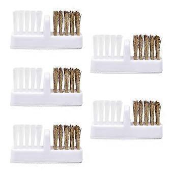 Nail Drill Bit Cleaning Brushes 5 Pieces, Dual Brass & Plastic Bristles, Self-Adhesive Base for Manicure Pedicure Maintenance