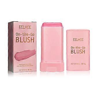 O blush em bastão ilumina a base e cria um contorno tridimensional, maquiagem nude natural, à prova d'água e leve, blush multifuncional rosa.