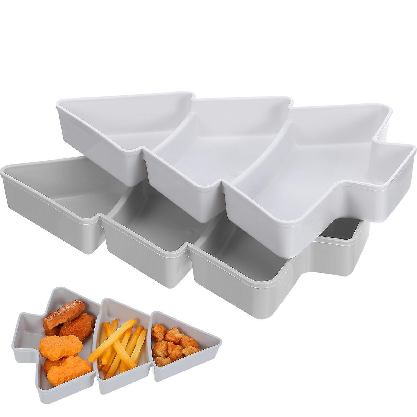 2pcs Creative Christmas Tree Shape Dish Trays Candy Snacks Nuts Plastic Plates