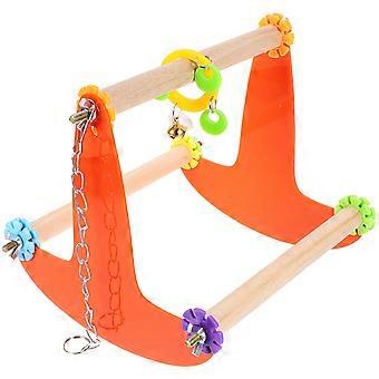 Vogel angenagtes Spielzeug Schaukelständer Kreativer Stehständer Papageien-Sprungbrett Schaukel Papageien-Spielständer (Zufällige Farbe)