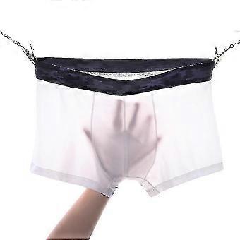Ultra-thin Breathable Men's Boxers Ice Silk Seamless Boxer Shorts (White)
