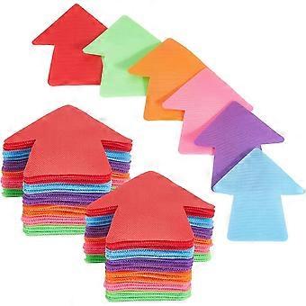 30Pcs Arrow Directional Signs Sitting Spots Colorful Nylon House Shaped Reusable Safe Road Instructions Arrow Markers for Carpet Social Distancing