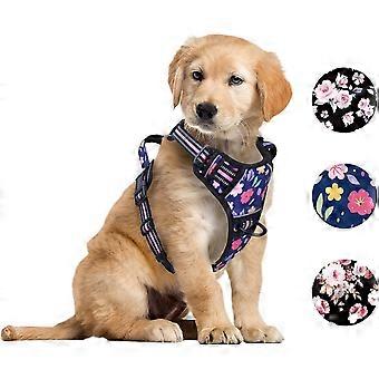 Harnais anti-traction pour chiens moyens avec poignée de contrôle facile et sangle réfléchissante pour la promenade et l'éducation des chiots. Harnais respirant et mignon, anti-étranglement. (Moi)