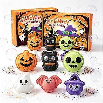Halloween Themed Bath Bomb Set 6 Pieces, with Hidden Surprise Toy, Pumpkin Ghost Witch Shaped Bath Fizz Balls, Holiday Gift for Boys Girls 26s