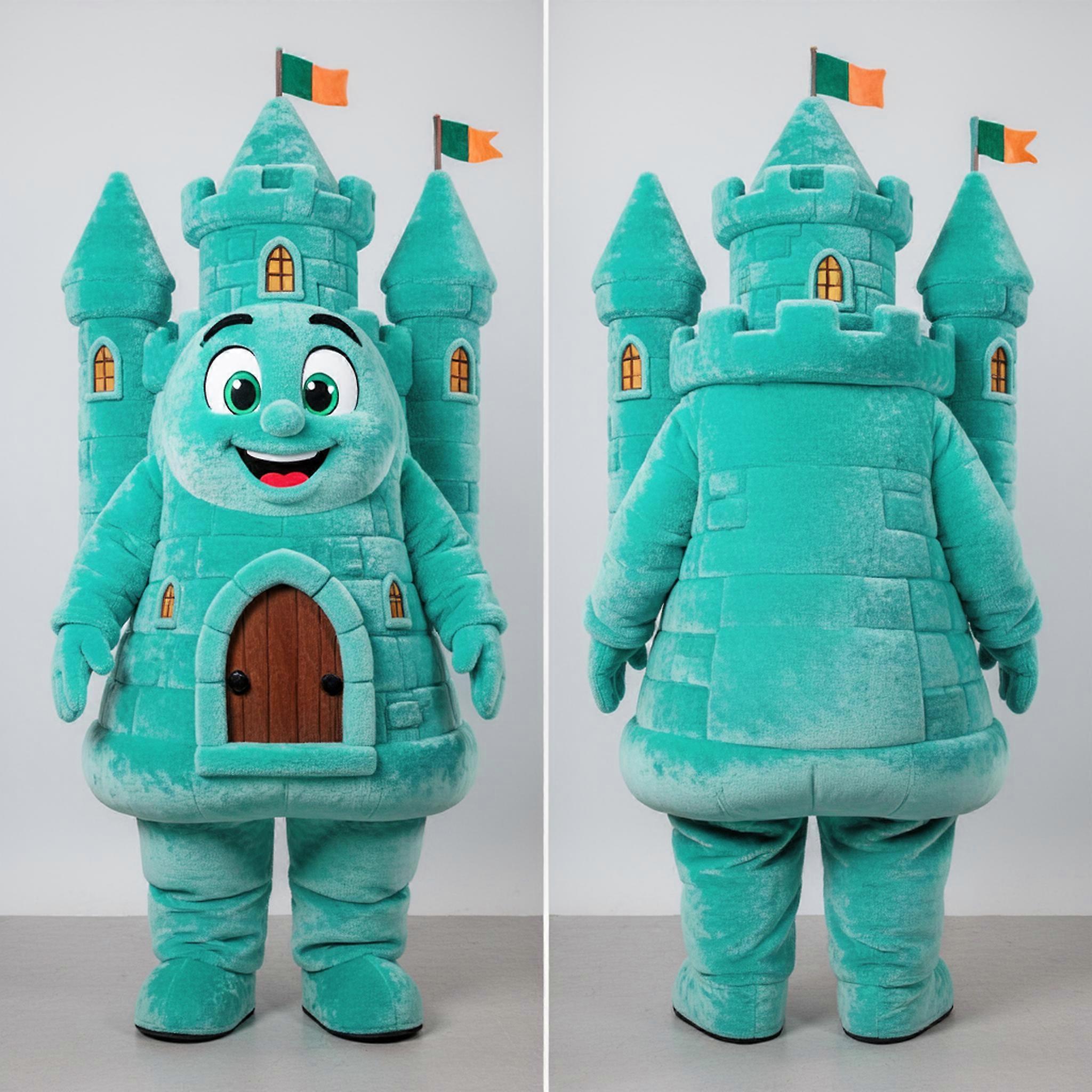 MASTICOT Turquoise Rounded Irish Castle Mascot