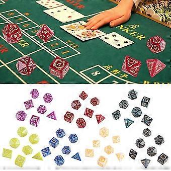 7Pcs Dragon Pattern Multi-Sided Acrylic Dices Role Playing Table Game Dices Polyhedral Dices for Table Game Player Red