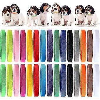 45 Pieces Puppy Whelping Collars Double-Sided Newborn Pet Identification Bands 3 Sizes Adjustable Puppy Collars Soft Co