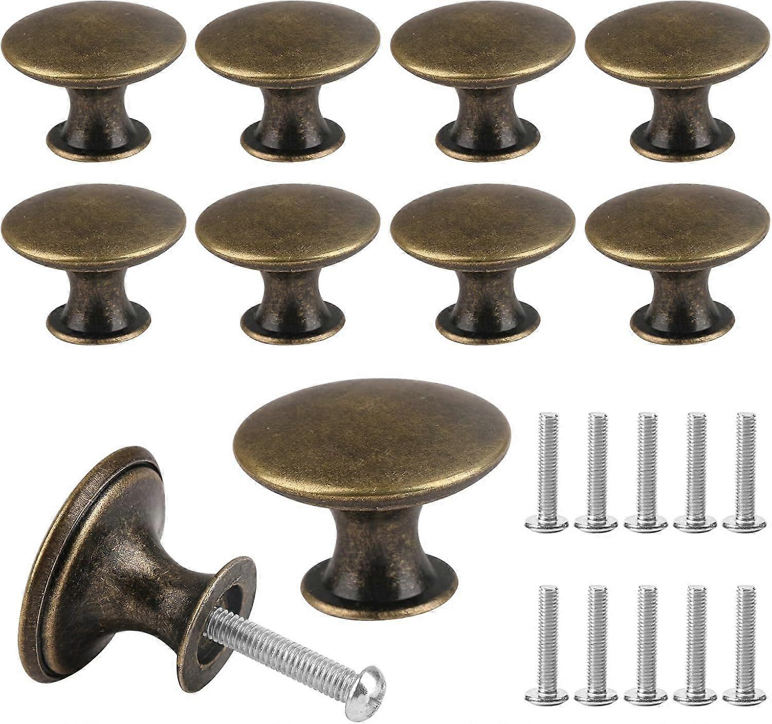 10 Pcs Vintage Round Drawer Handles 30mm Antique Brass Knobs