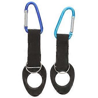 Hiking Gear Water Bottle Holder Clips Portable Rectangular Clip Black 2Pcs