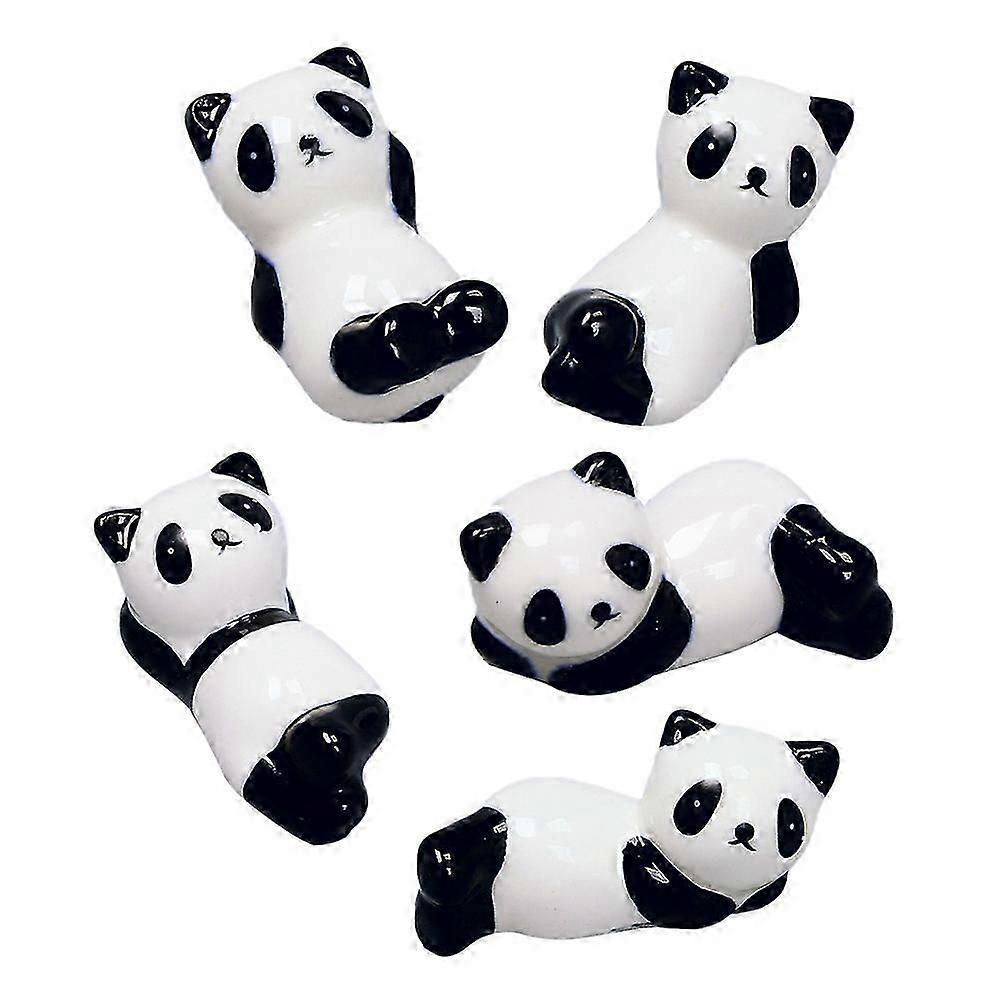 5Pcs Panda Chopsticks Rest Ceramic Flatware Holder Storage Rack (Random Style)