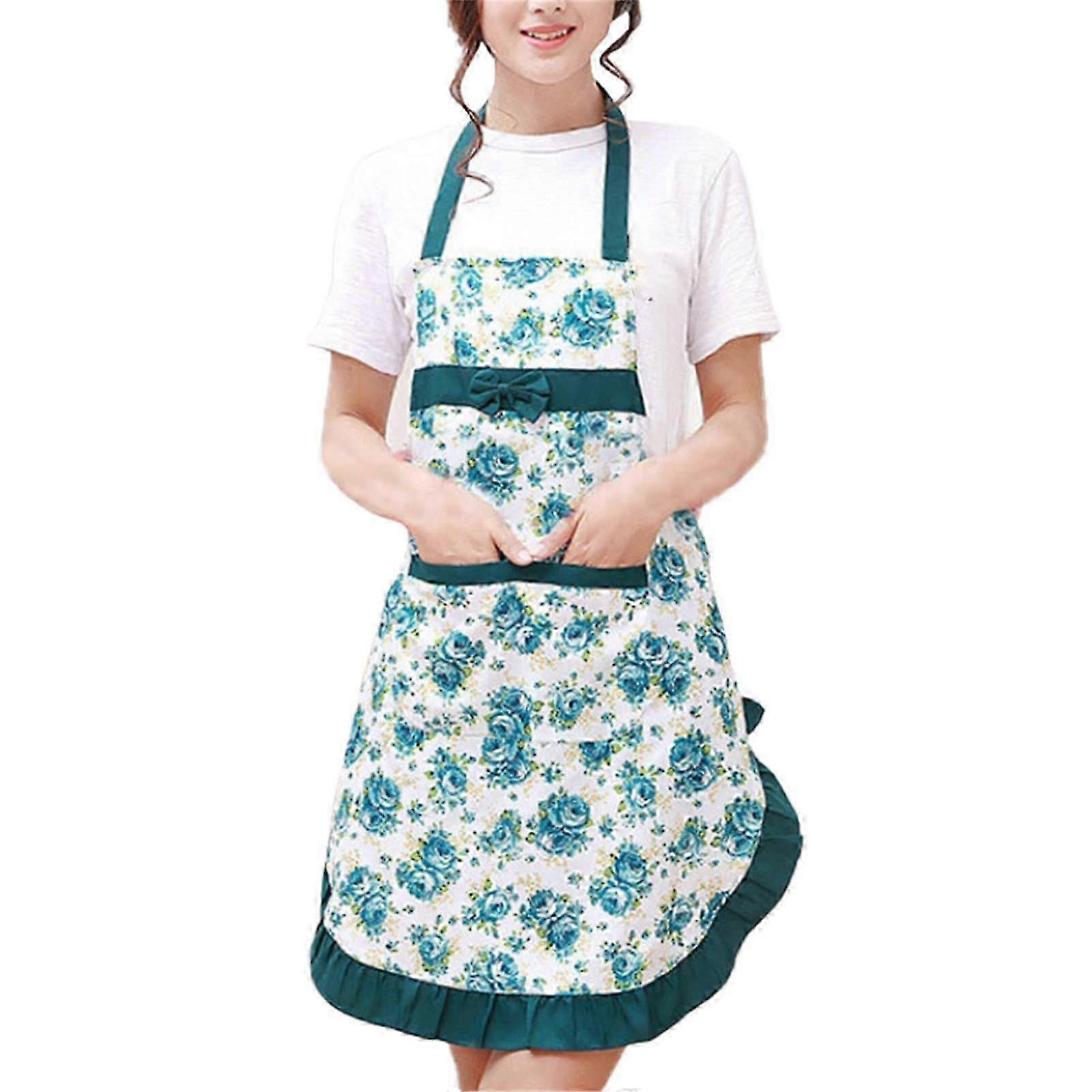 Waterproof Floral Kitchen Apron With Pockets