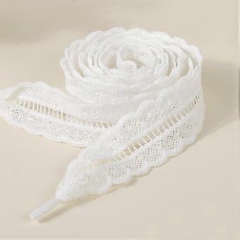 2 Pairs White Ruffle Hollow Lace Shoelaces, DIY Decorative Flat Shoe Strings, Fashion Versatile Laces for German Trainers &Flats