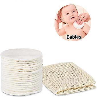 20Pcs Eco‑Friendly Bamboo Cotton Reusable Makeup Remover Pads,Soft Gentle Facial Cleansing Wipes