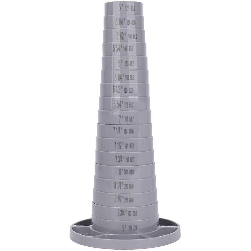 Rotatable Segmented Bracelet Sizing Mandrel Tower, Markings 5-9 Inch with 6 Compartment Storage Base