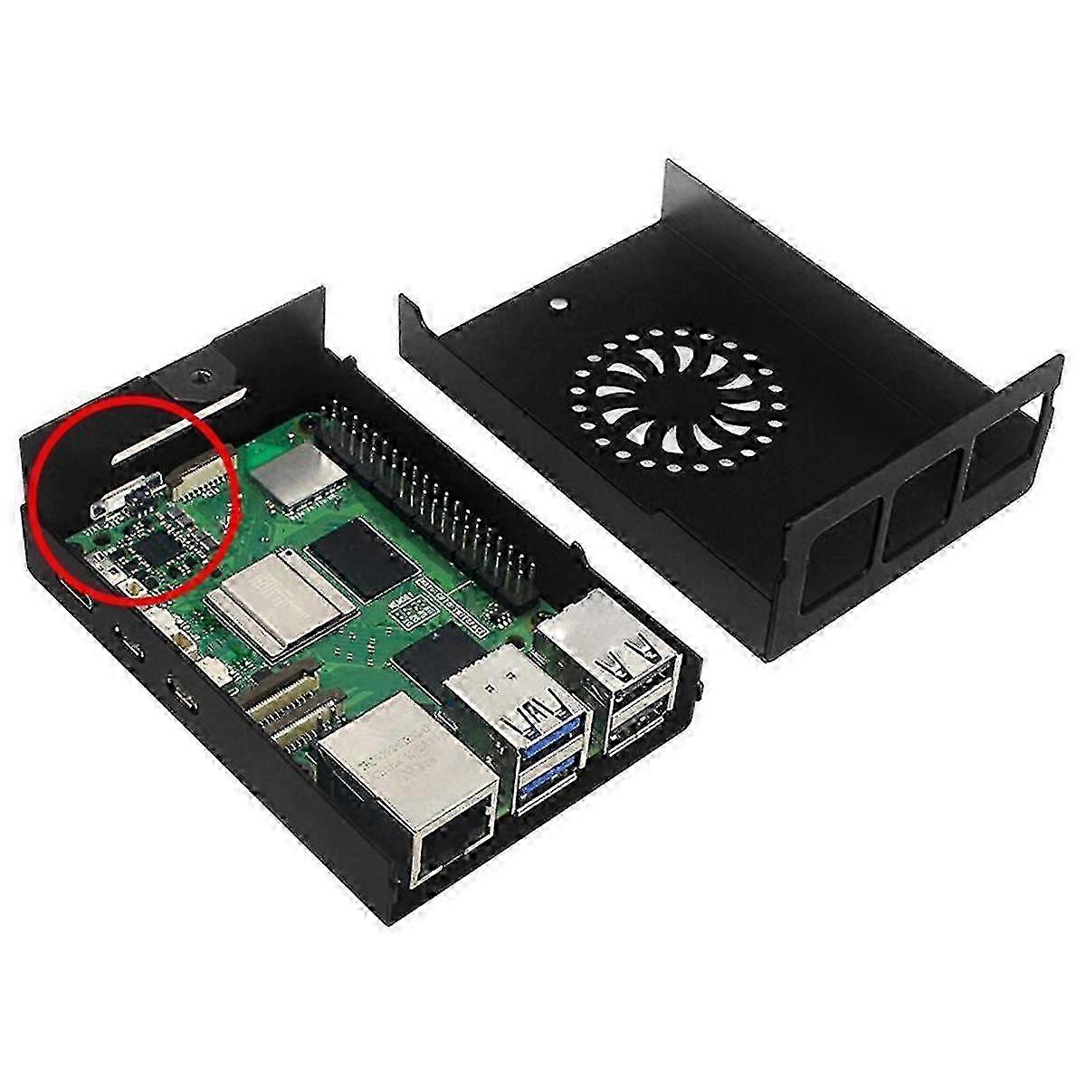 compatible with 5B Aluminum Case Protective Box Compatible Motherboard Multi-Function Cooler, Black