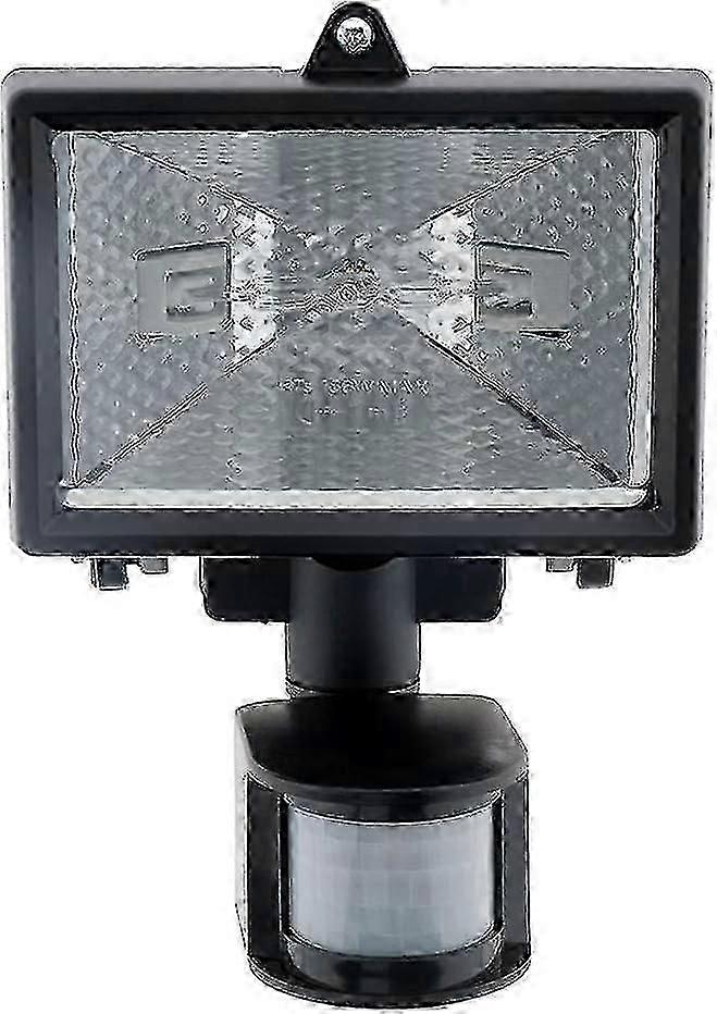 150W black halogen floodlight with sensor