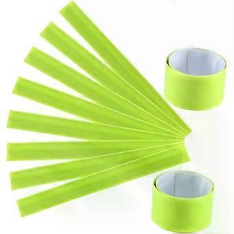 12 Pcs Green Pvc Slap Band Reflective Bracelets High Visibility Adjustable Safety Armbands for Boys and Girls Events and Sporting Events Night Running