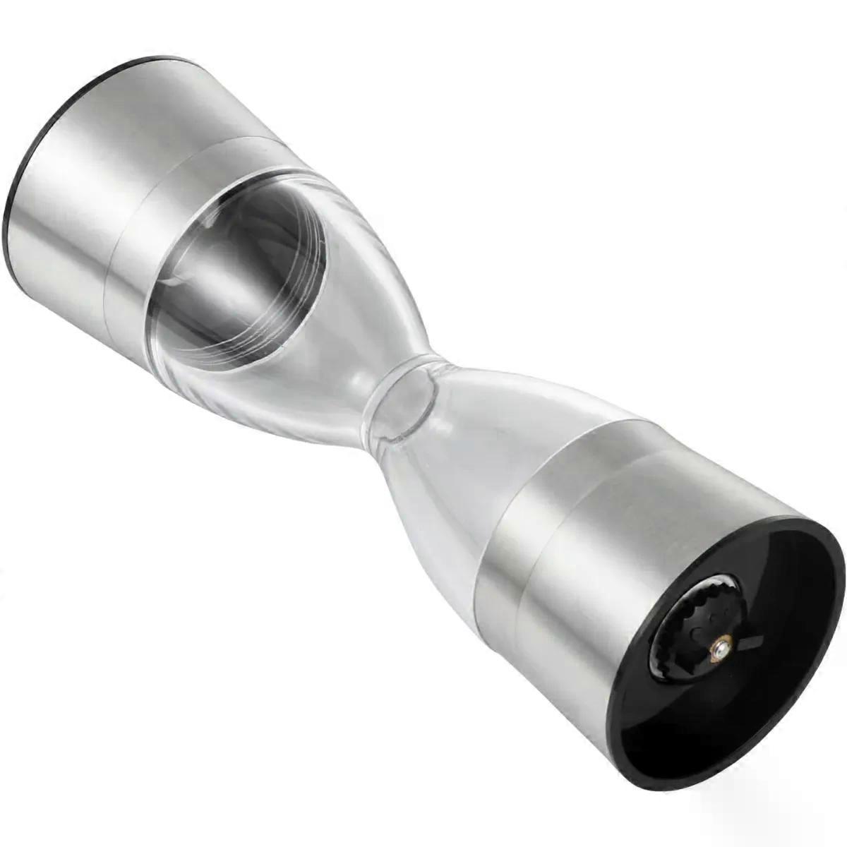 Double Head Pepper Mill, Stainless Steel Plastic Grinder