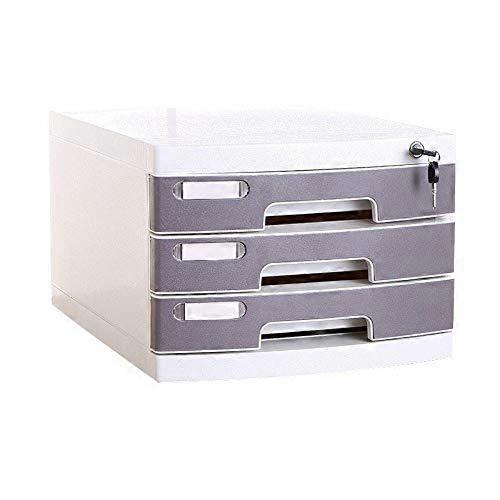 Flat File Cabinet 3 Layer Lockable Office Storage for A4 Documents, Durable Metal Frame Grey
