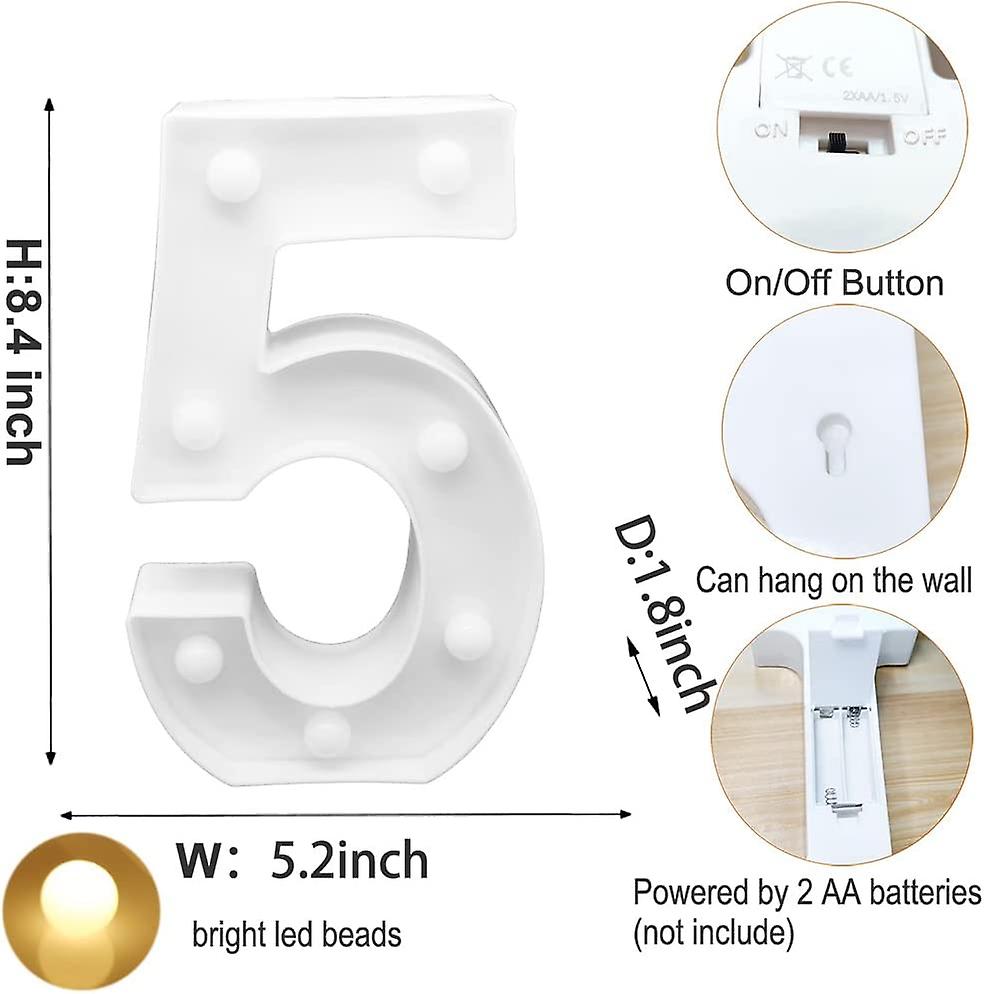 Chiffre LED 3D Lumineux 0-9 – Veilleuse Mariage Anniversaire Noël, Lumière Chaude, Blanc, Batterie, Décoration Fête