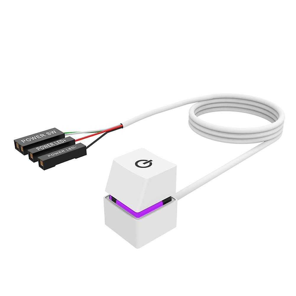 2M Portable LED Computer Desktop Switch PC External Power On/Off Button Extension Cable, RGB Light