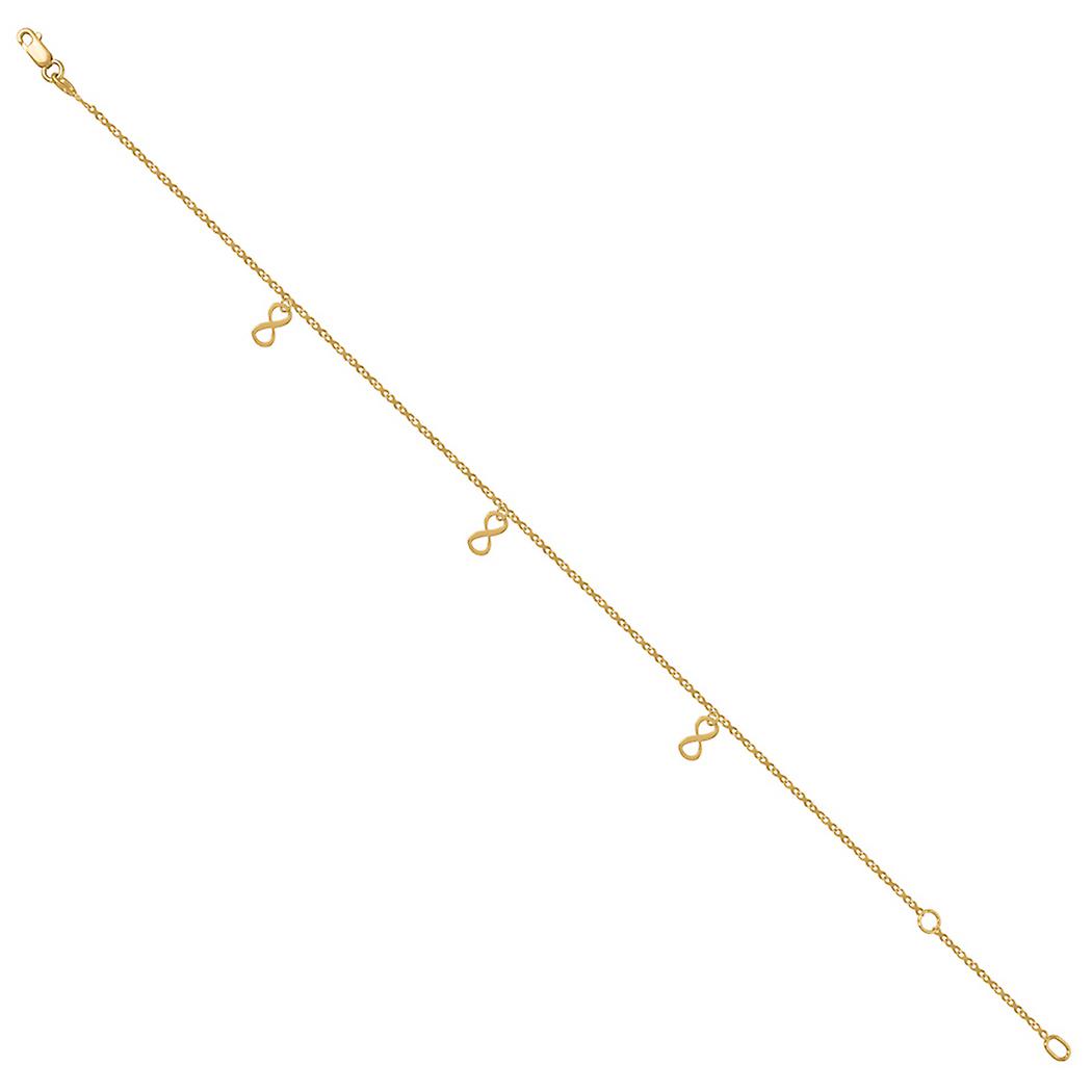 14k Sarı Altın Kadınlar Sonsuzluk Charm Ayak Halısı-Ayak Bileği - 1.5 Gram