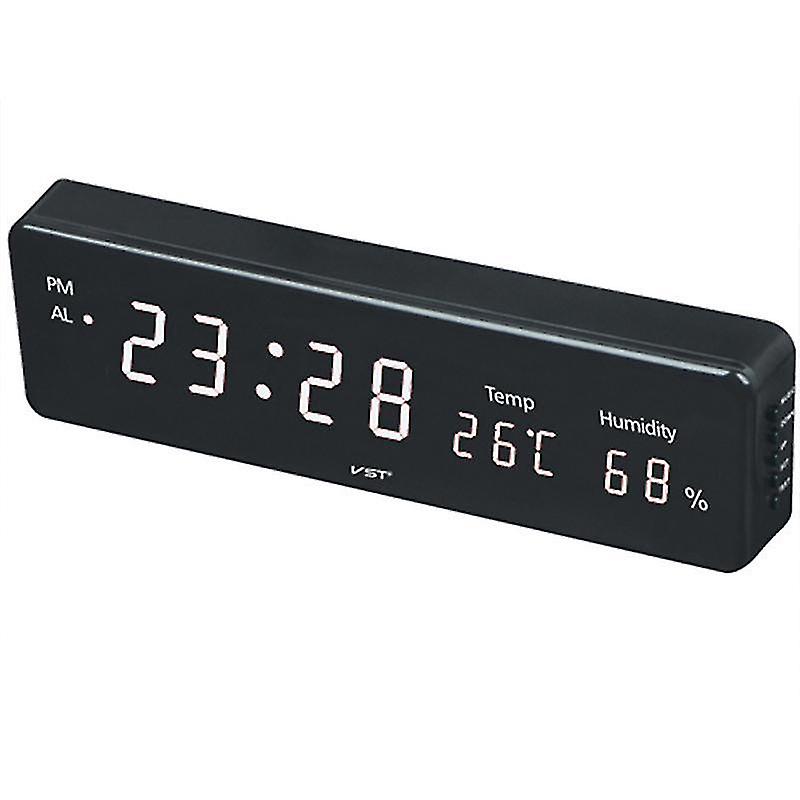 Electronic Led Digital Clock With Temperature Humidity Display Home Clocks Plug