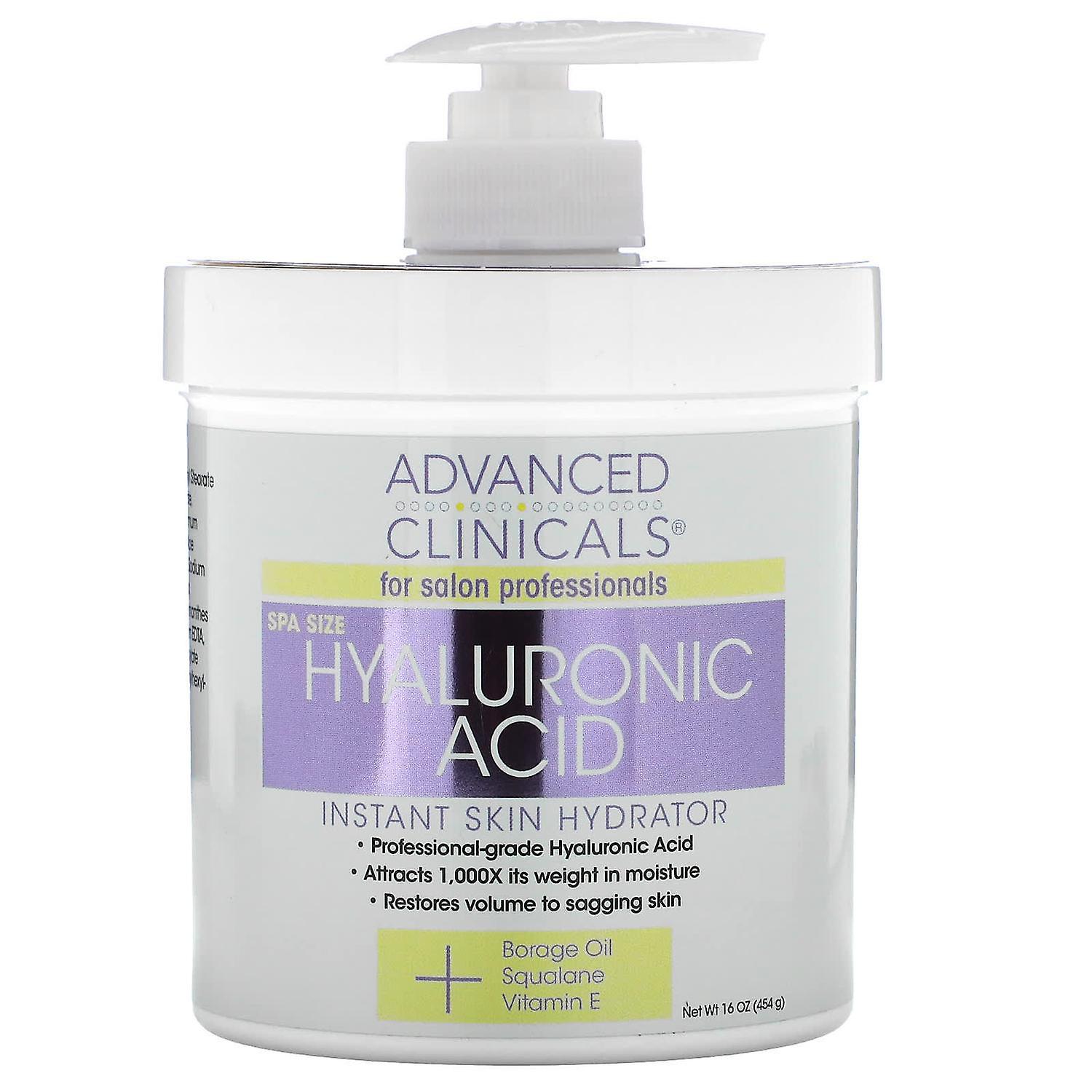 Advanced Clinicals, حمض الهيالورونيك، مرطب فوري للبشرة، 16 أونصة (454 جم)