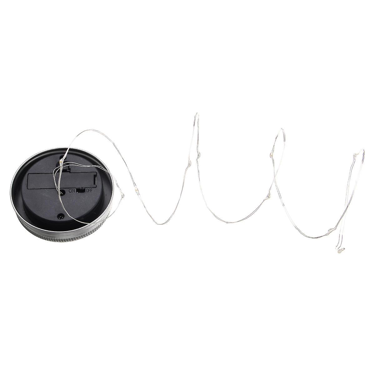 Solar Powered 2m 20led Mason Jar Lid Fairy String Lights For Garden, Christmas, Party Decor