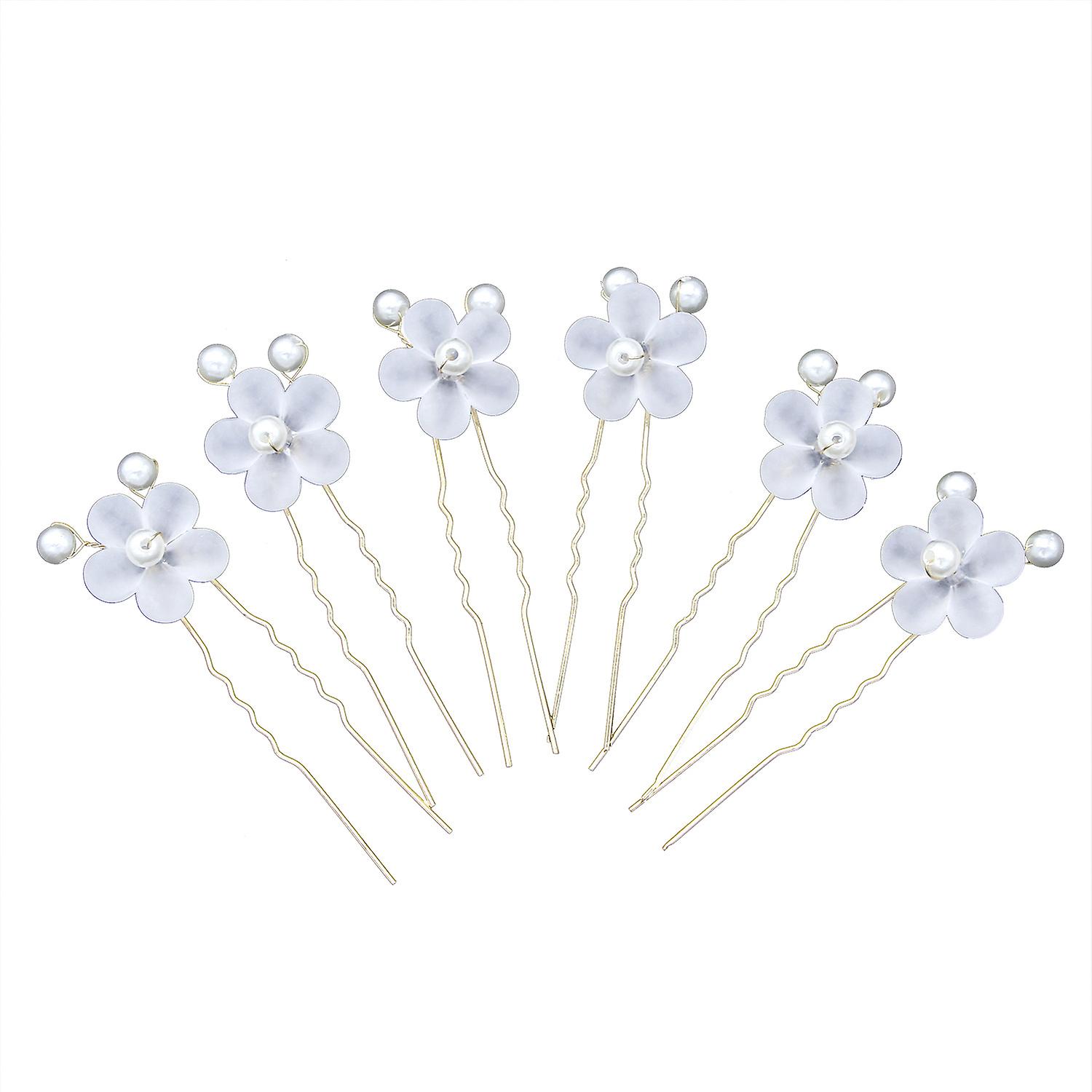 Frauenhaar 6-teiliges Set mit strapazierfähigem weißem Blumendesign aus Legierung