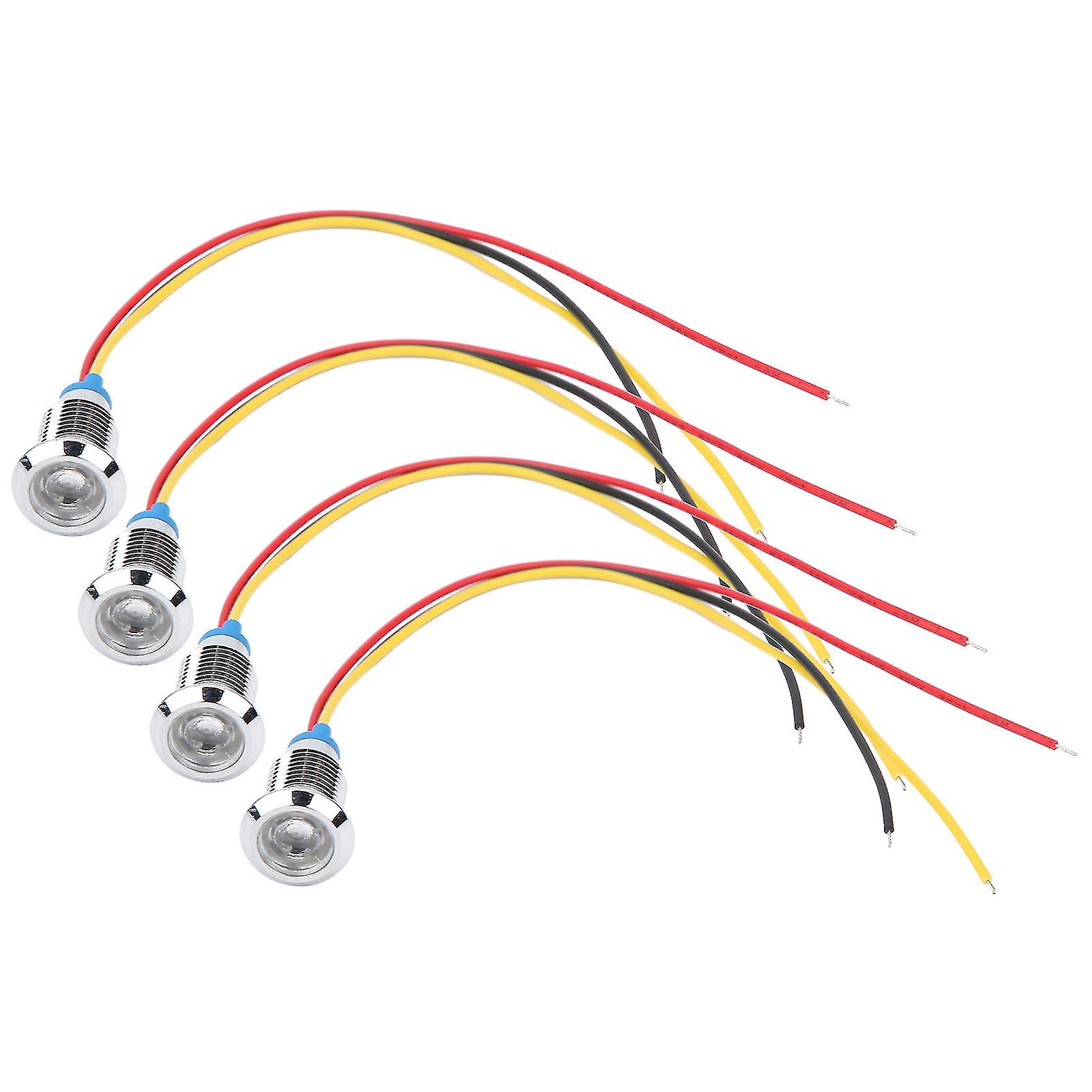 4 Sets PreWired Round LEDs Waterproof 2Color Indicator Common Cathod 10mm 3-6V(Red and Yellow )