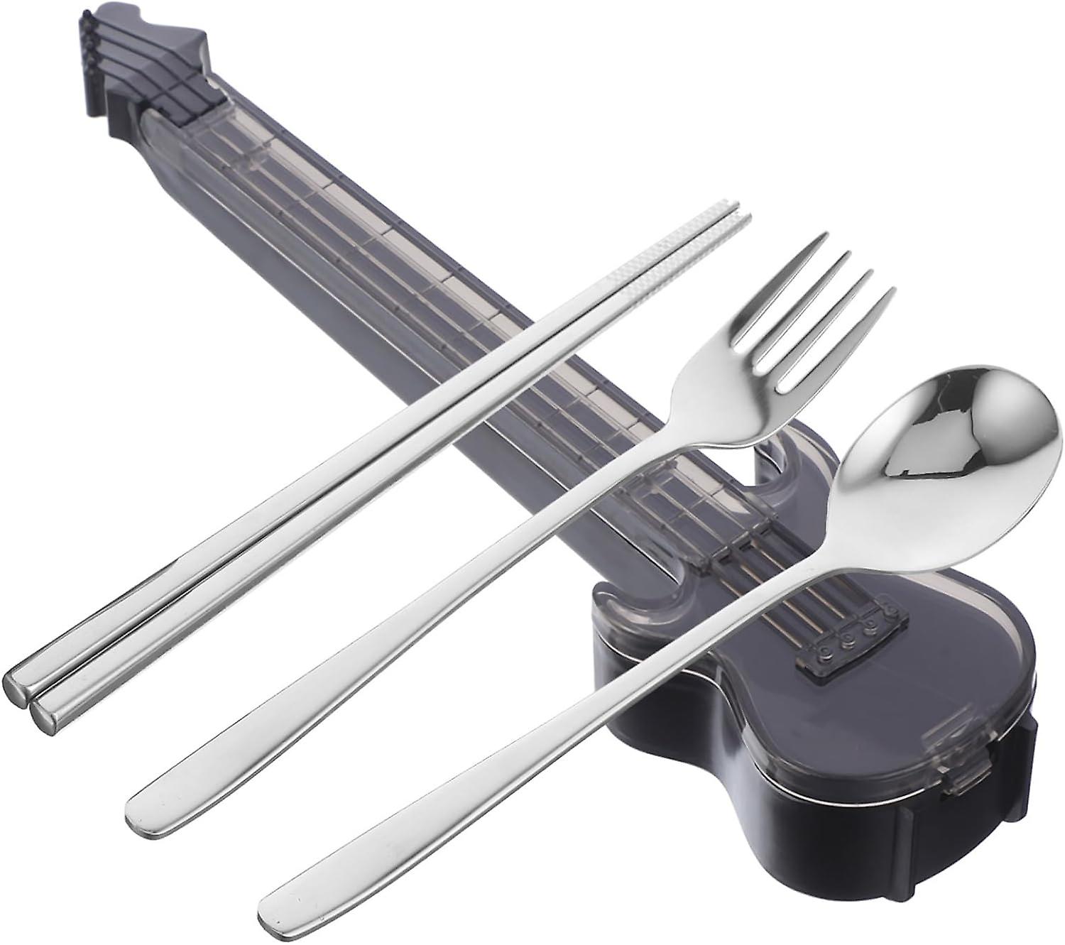1 Set Portable Silverware Reusable Silverware Dinner Fork Cutter Steak Cutlery Kit Steak Tableware Chopsticks Case Scoop Guitars Spoons Silverware Sta