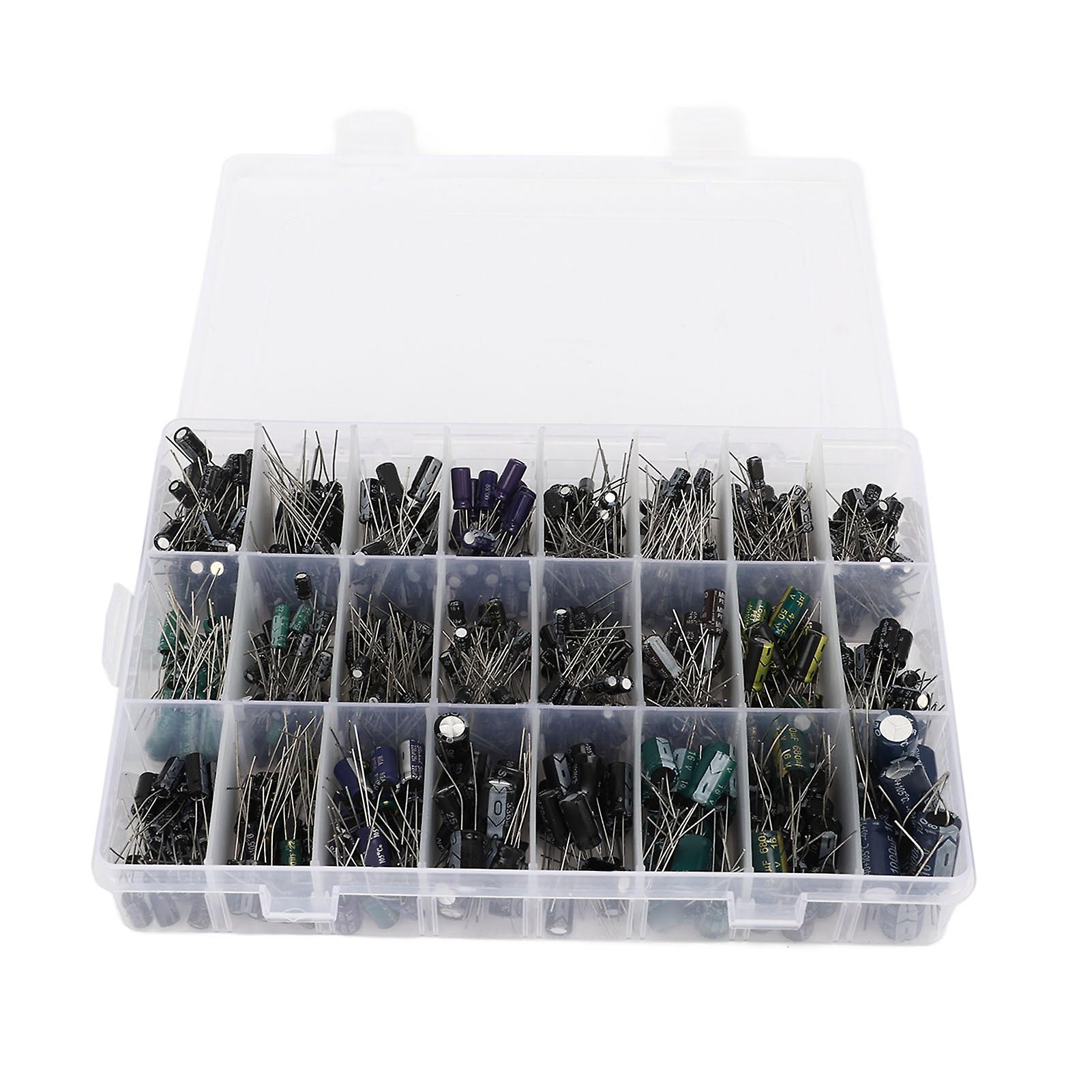 630Pcs 24Value Electrolytic Capacitor 0.1uF to 1000uF Aluminum Electrolytic Capacitor Assortment Kit