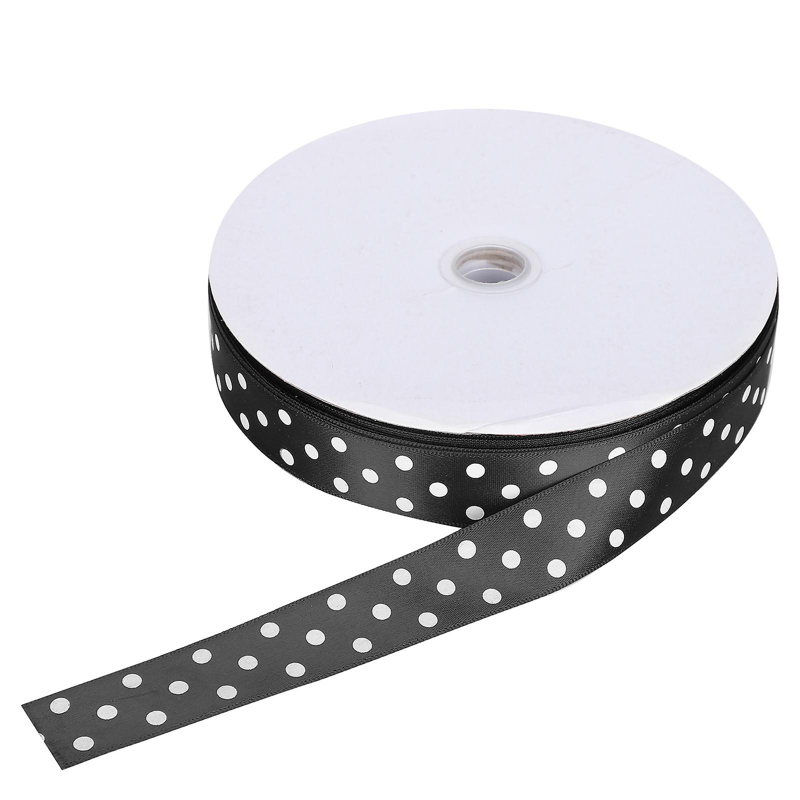 Polka Dot Printed Satin Ribbon Hair Bows Gift Wrapping Tie DIY Tool 100 Meters 2.5cm Black