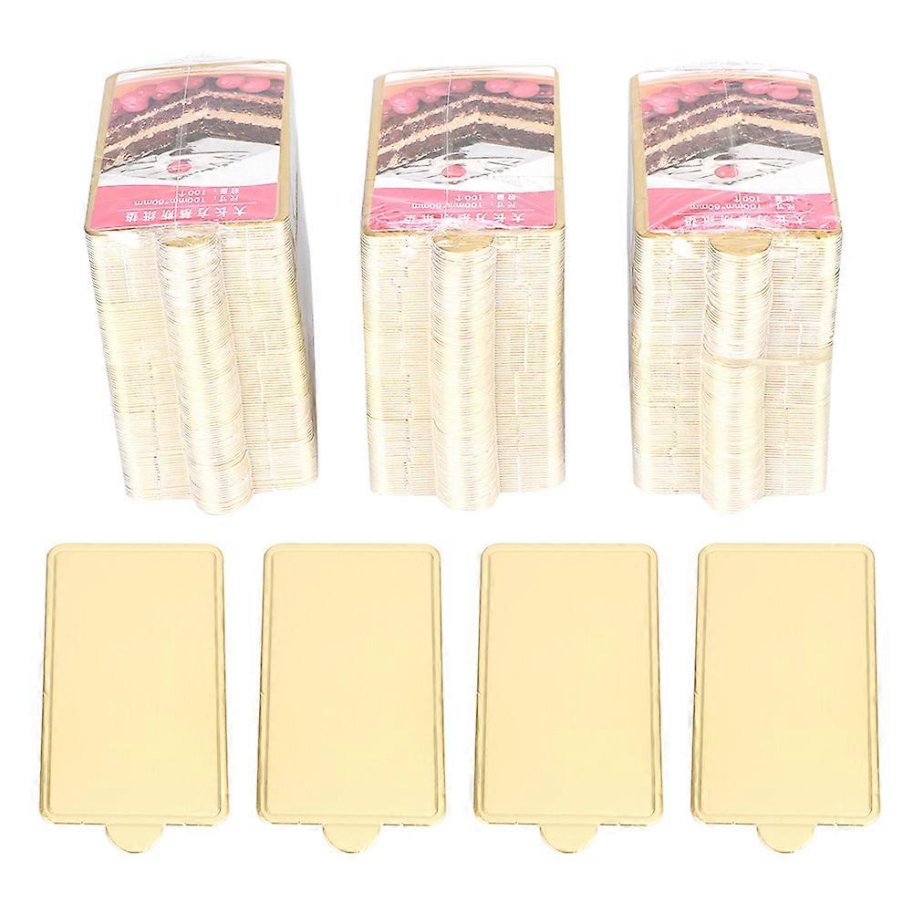 Lot de 300 planches à dessert rectangulaires dorées en carton pour gâteaux mousse, 100 x 60 mm