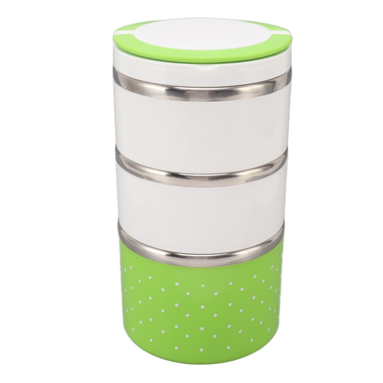 Stackable Insulated Lunch Box Stainless Steel Leak Proof Keep Fresh Portable Insulated Lunch Box for Party Green