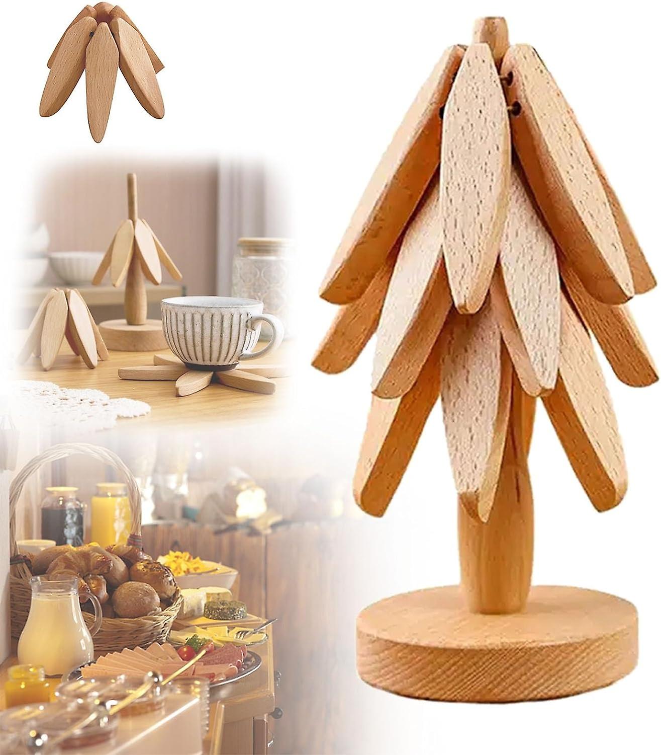 Walnut Tree Trivets For Hot Dishes Insulation Pad,Tree Shape Trivet Set Gifts