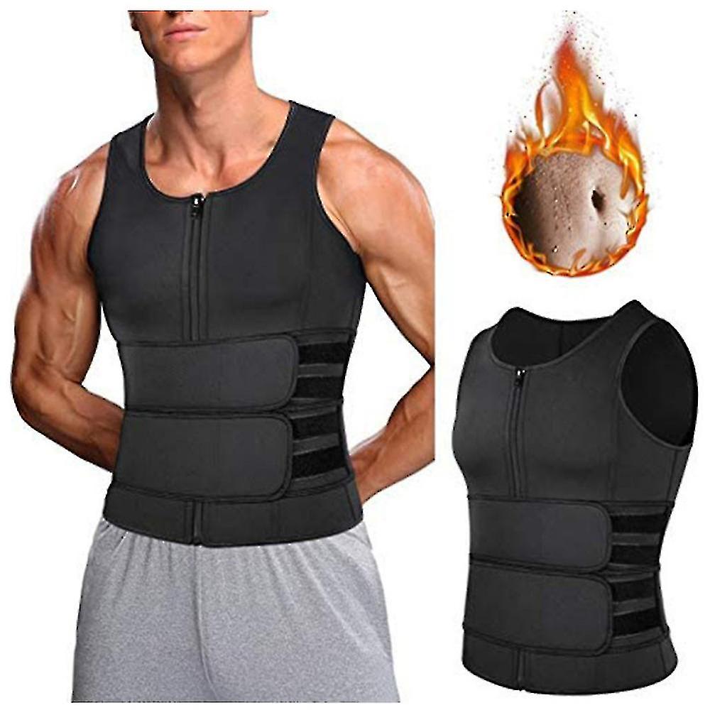 Men Body Shaper Waist Trainer Sauna Vest Double Belt Abdomen Slimming Sweat Vest  Fitness Belt